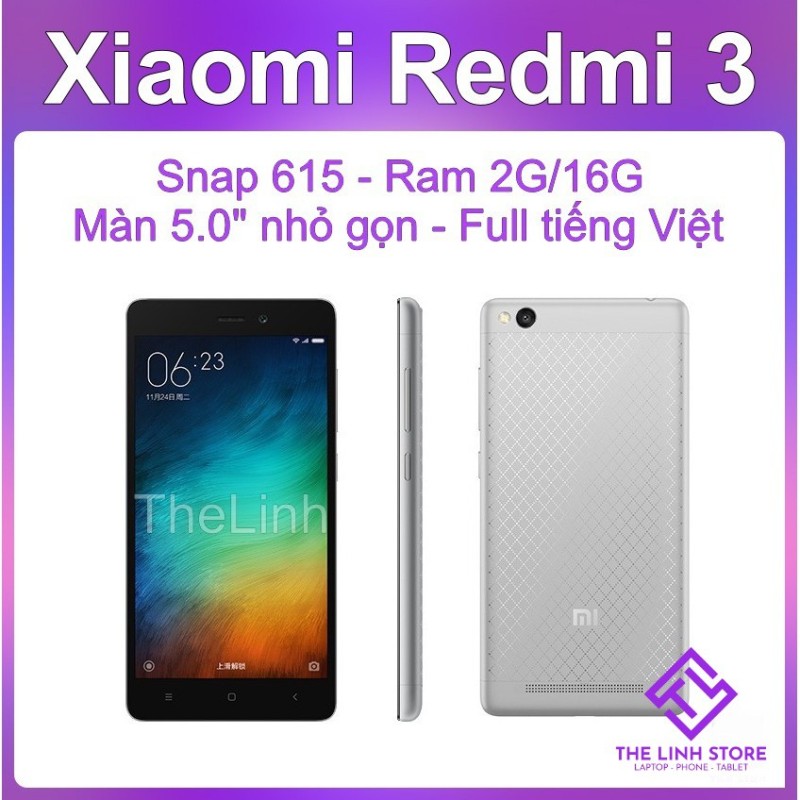 Điện thoại Xiaomi Redmi 3 16G có tiếng Việt - Snapdragon 615 Màn 5 inch
