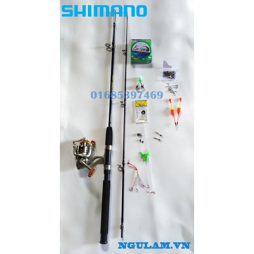[ shimano ] Bộ cần câu shimano 2 khúc ,máy yumoshi lc kèm trọn bộ phụ kiện (rẻ vô địch)