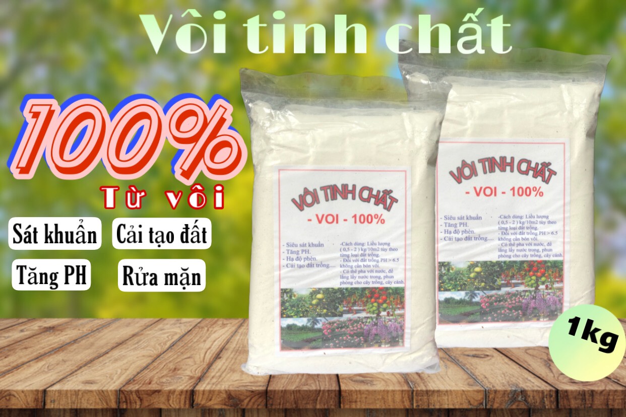 Vôi tinh chất 98 dùng để cải tạo đất, sát khuẩn, khử trùng bịch 01 kg