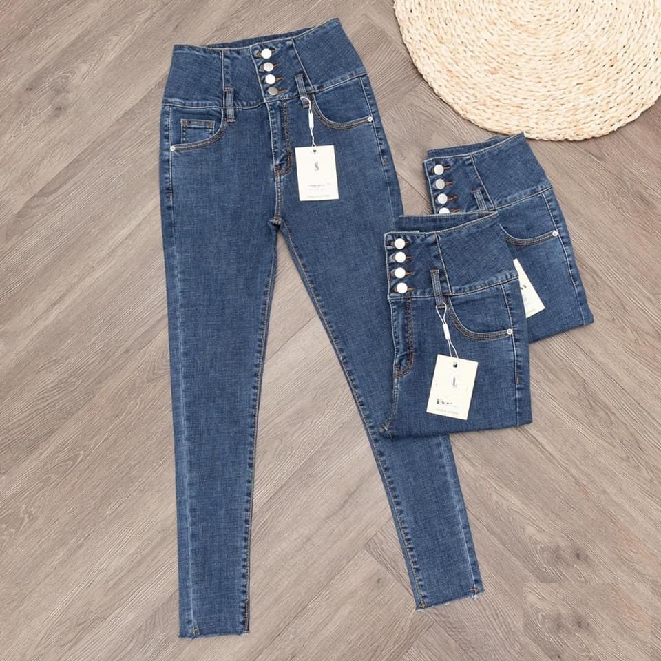 quần jean nữ lưng cao PHỐI 3.4.5 CÚC TRƯỚC chất đẹp siêu hot,  chất giãn tốt 4khuy VC1