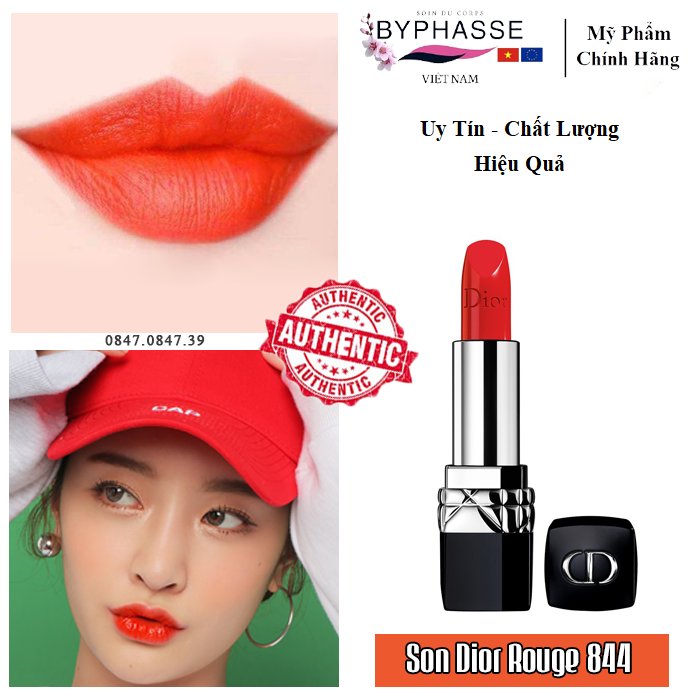 Son Dior 844 Trafalgar Màu Cam Đỏ