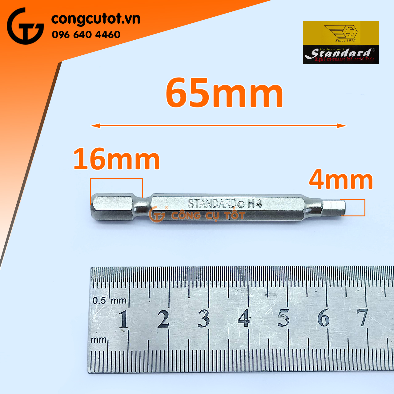 Đầu bắt vít lục giác đực Standard dài 65mm
