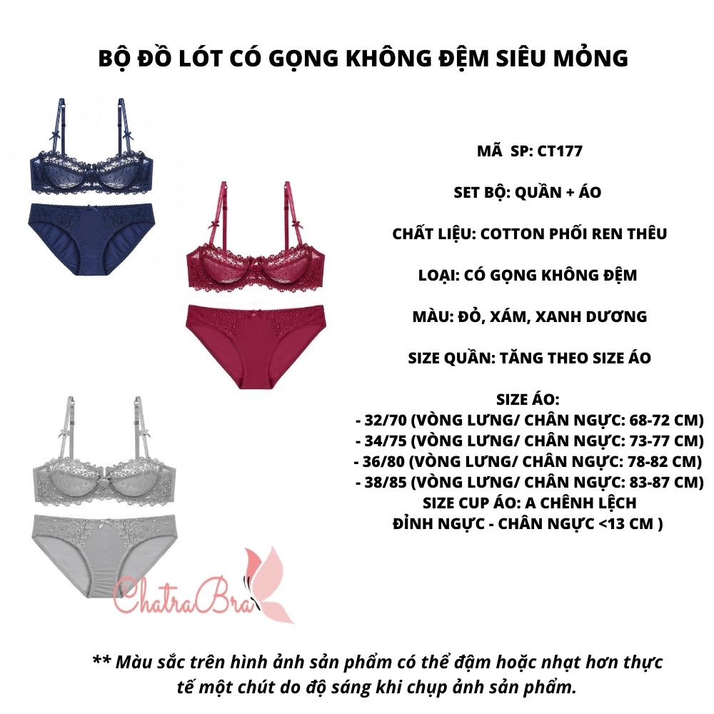 Bộ đồ lót có gọng không đệm siêu mỏng