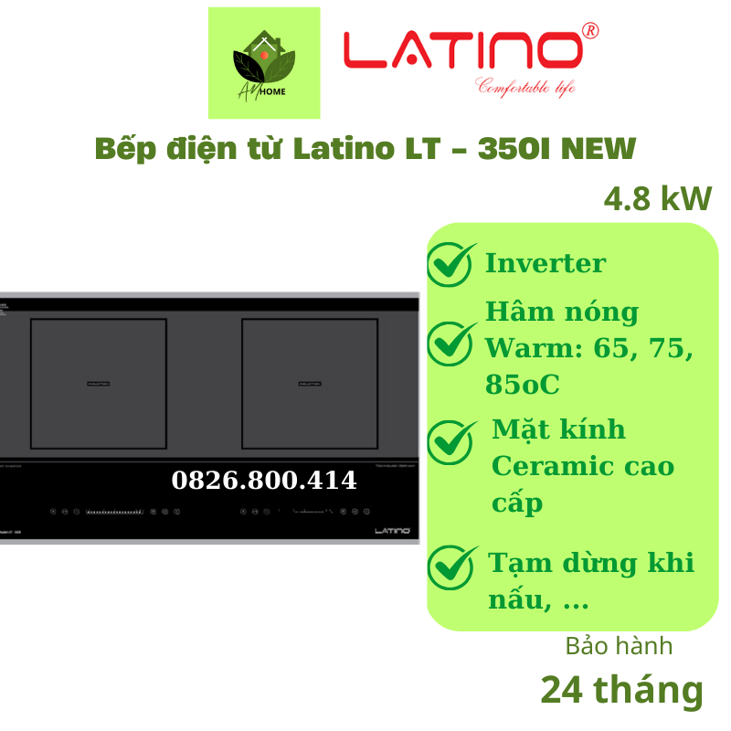 Bếp từ đôi/ bếp từ hai vùng nấu latino lt - 350i new