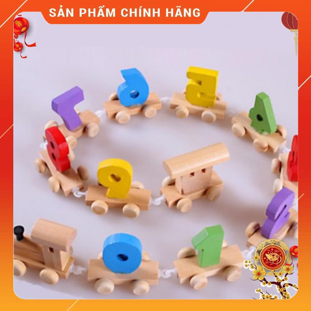 Đồ chơi lắp ráp xe lửa chở số bằng gỗ cho bé sáng tạo