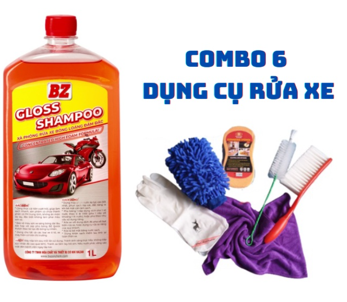 Bộ 7 dụng cụ rửa xe máy và ôtô toàn diện