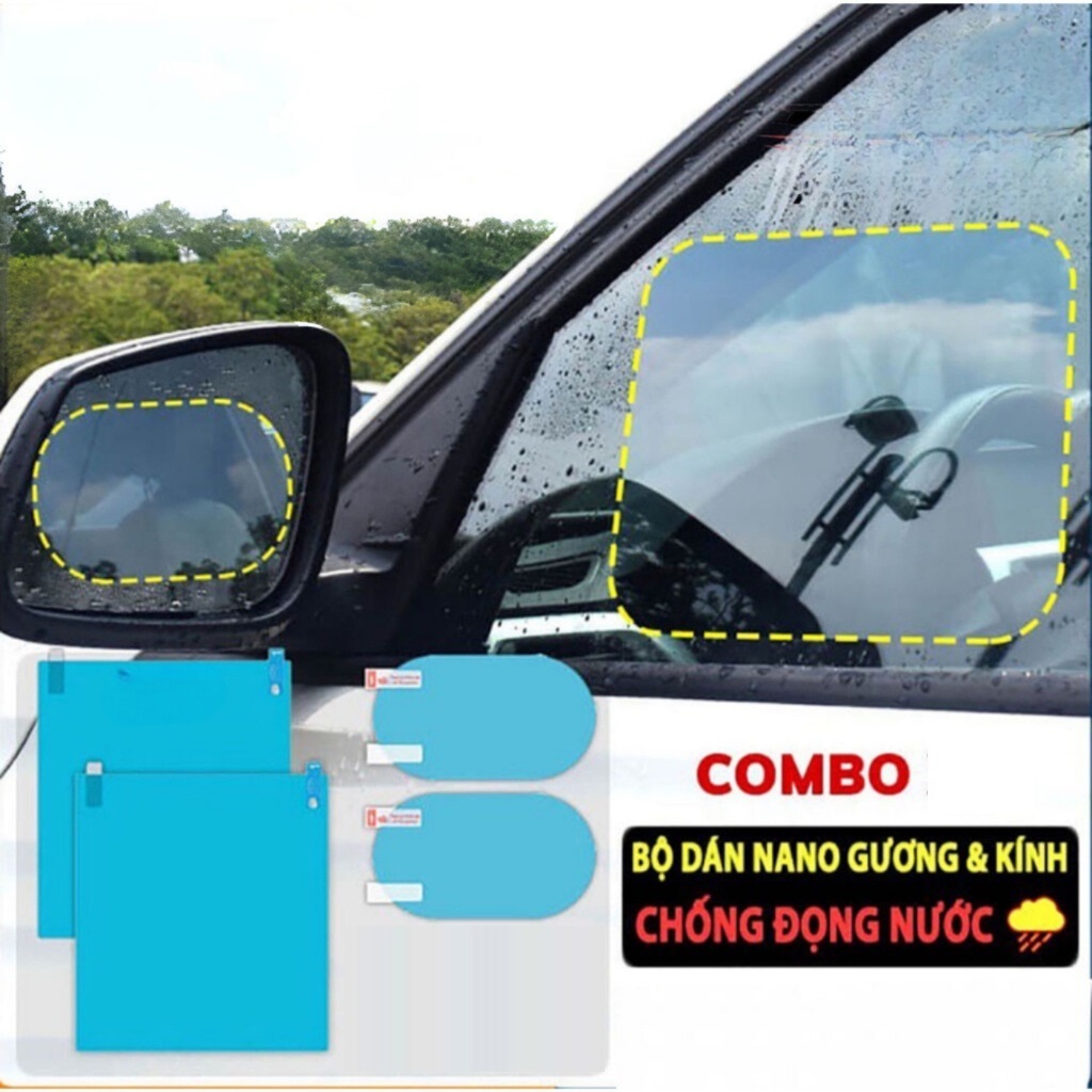 2 Miếng Dán Chống Bám Nước Gương Chiếu Hậu Ô Tô