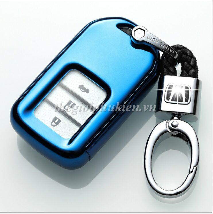 Ốp, bọc chìa khóa silicon tráng gương bảo vệ chìa khóa xe Honda CR-V, Civic, City… kèm móc đeo INOX