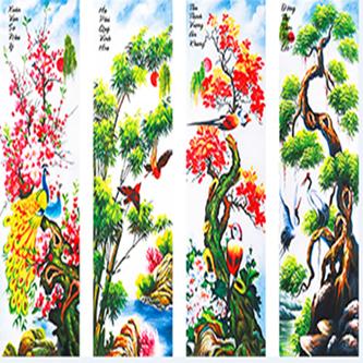 Tranh đính đá Tứ quý Kt 121x75cm