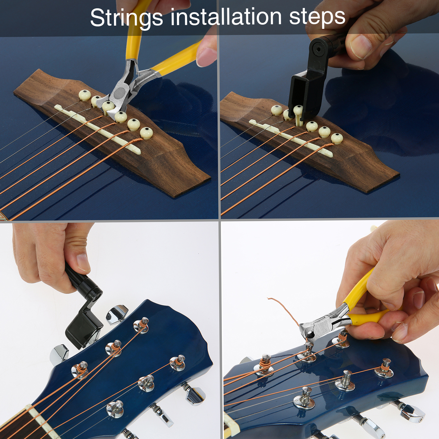 Guitar Repairing Maintenance Cleaning Tool Kit Includes String Action Ruler & Gauge Measuring Tool & Hex Wrench Set & Files & String Winder & String Cutter & Bridge Pins & Picks & Picks Bag for Guitar Ukulele Bass Mandolin Banjo