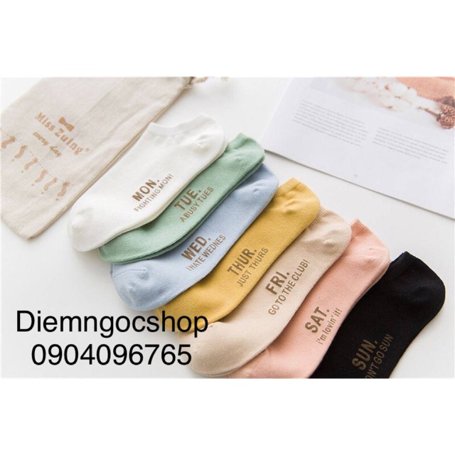 [HCM]COMBO TẤT TUẦN NỮ COTTON ĐẸP GỒM 7 ĐÔI