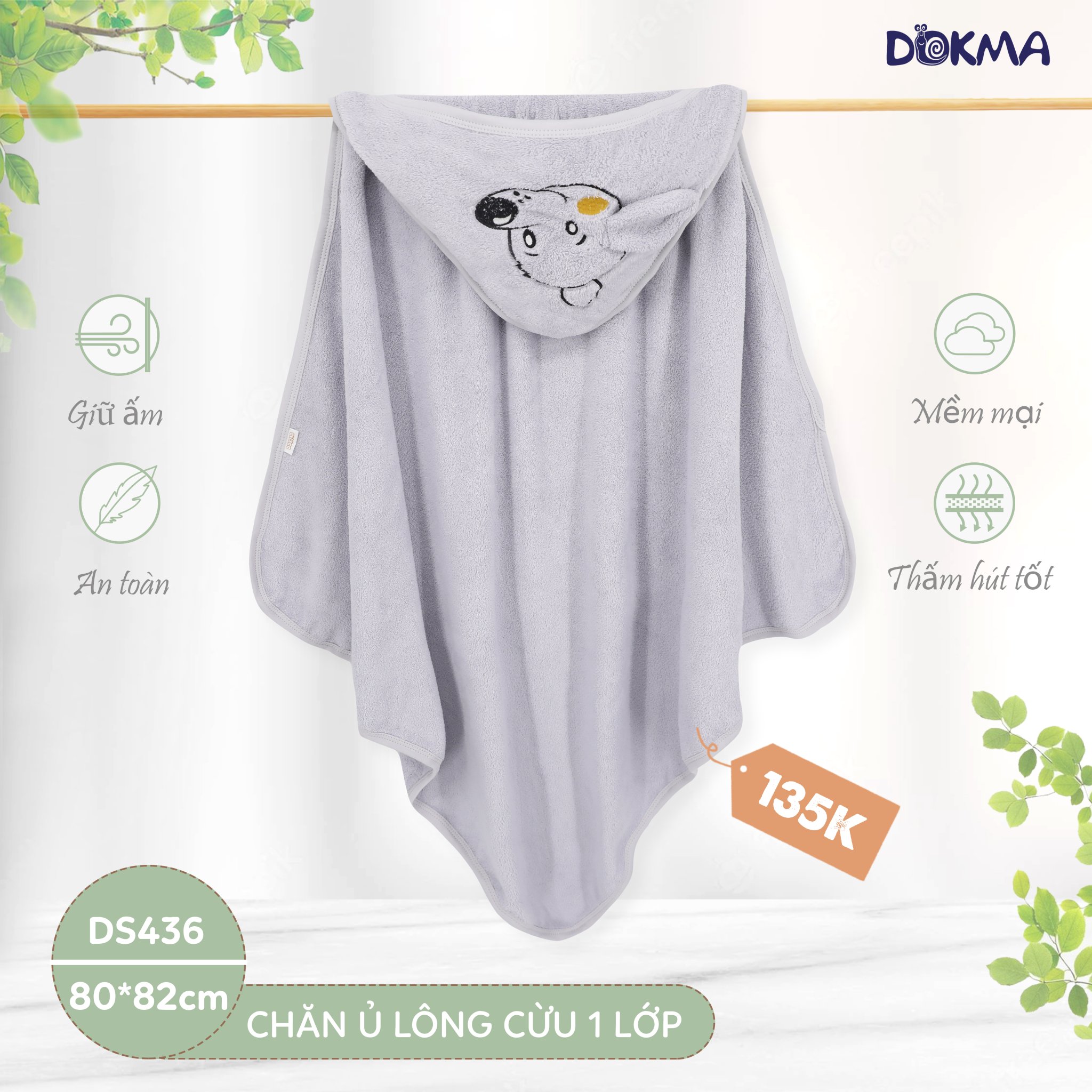 Chăn ủ lông cừu 1 lớp kích thước 80*82cm ds436 dokma