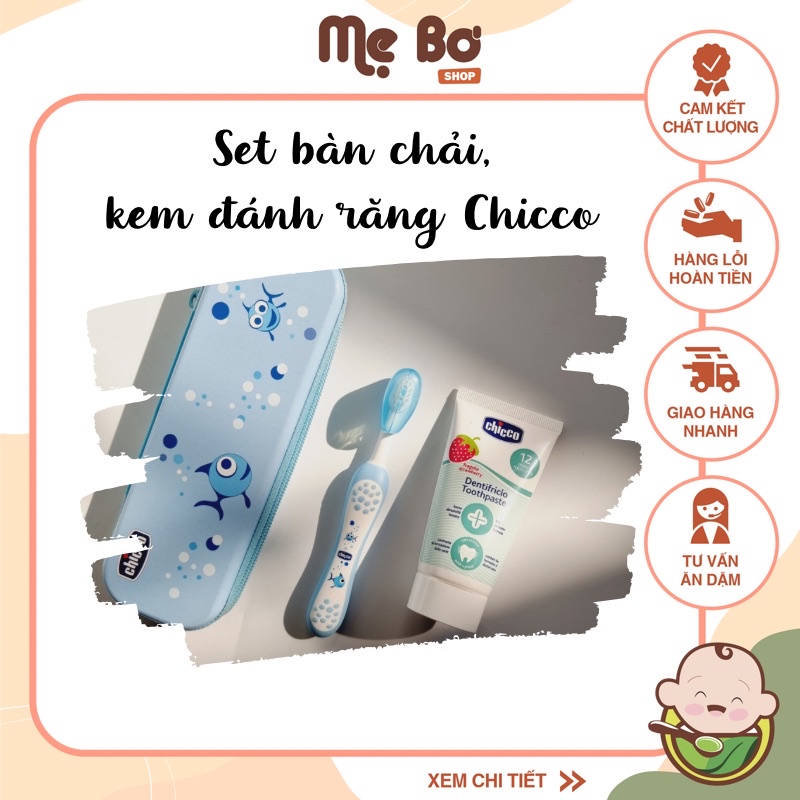 [CHICCO] Bộ bàn chải, kem đánh răng cho bé từ 12 tháng