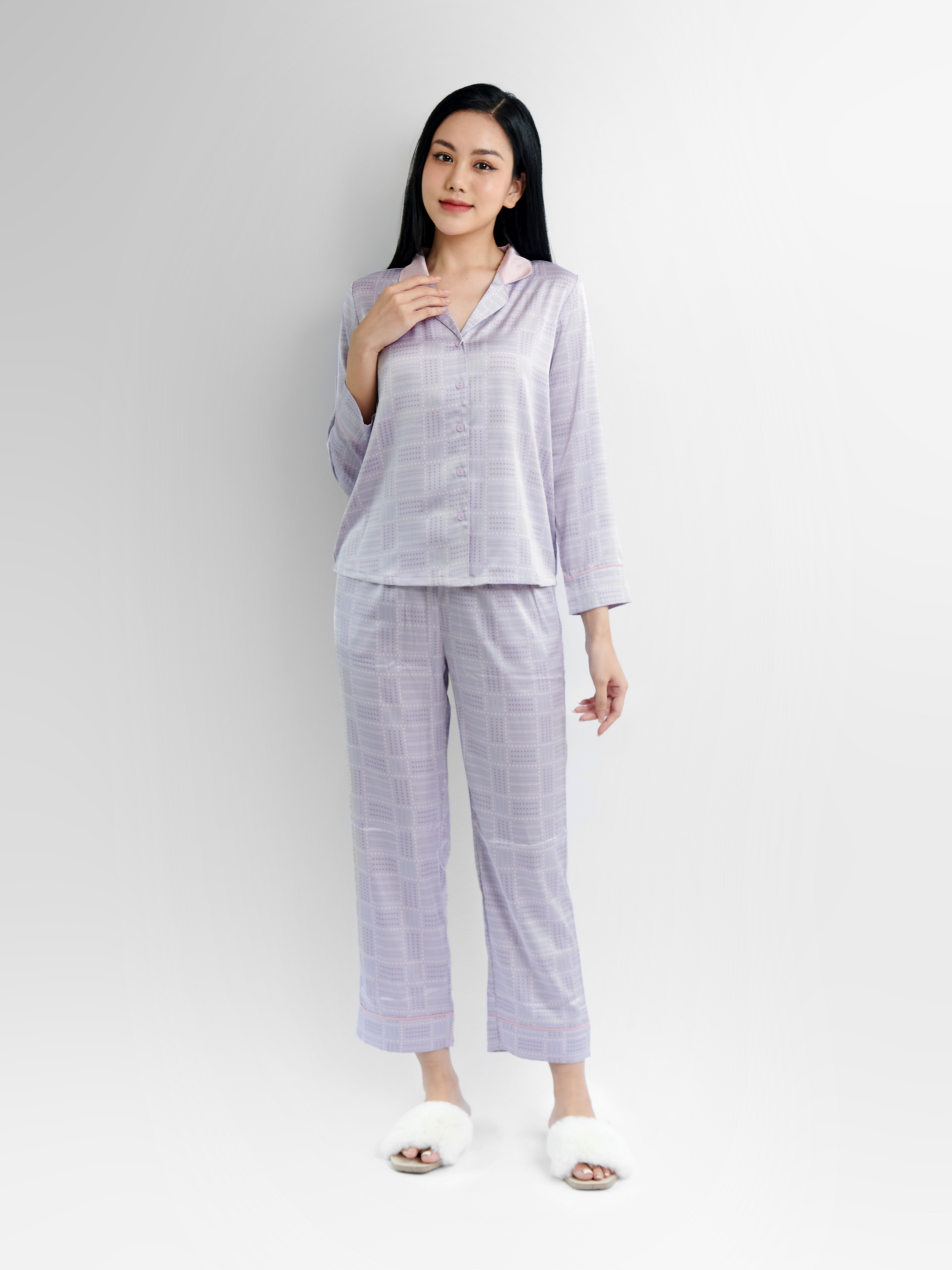 WINNY - Bộ Đồ Dài Suông Lụa Satin Nữ Mặc Nhà 2MNSA22619D