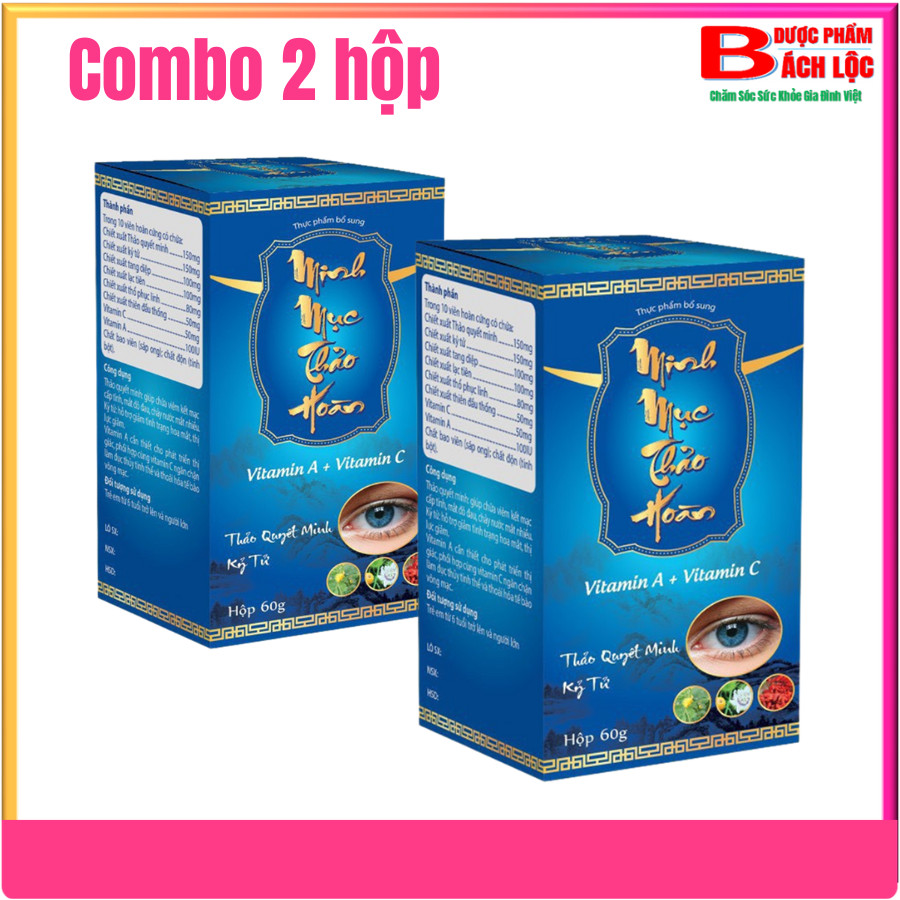 Combo 2 hộp -Viên uống sáng mắt, chống cận , mù lòa Minh Mục Thảo Hoàn cải thiện tình trạng mỏi mắt, khô mắt, giảm nguy cơ mù lòa do thoái hóa điểm vàng- hộp 60g- Dược Phẩm Bách Lộc