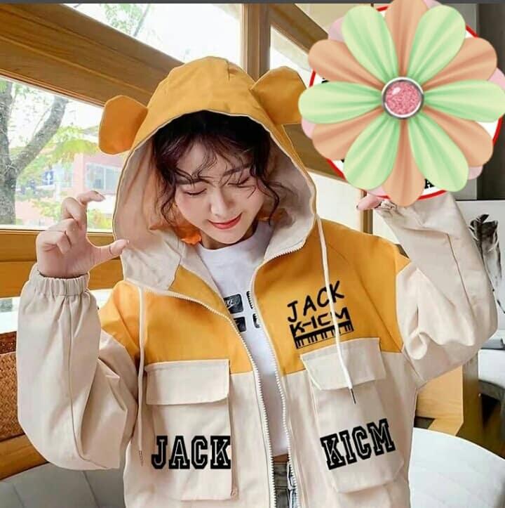 áo JACK K-ICM áo khoác KICM & JACK tai thỏ phối màu kiểu áo khoác dù dễ thương