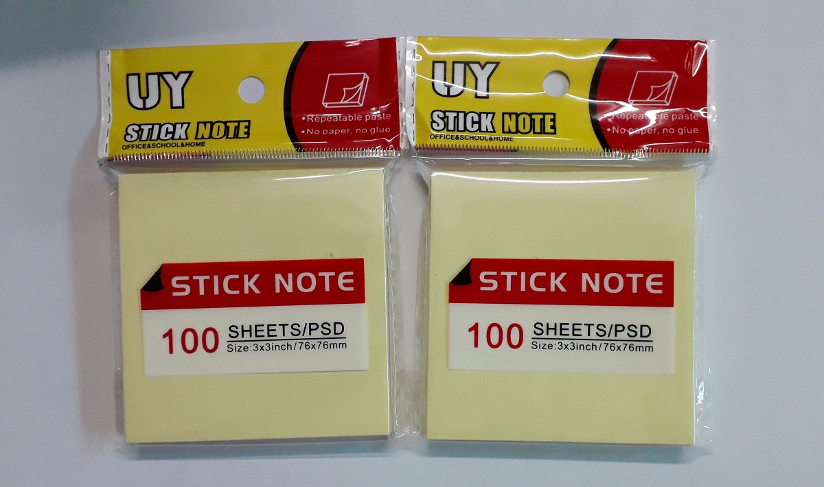 Bộ 5 Xấp Giấy Note có keo  3x 3'' ( vàng ) ( 76 mm x 76mm)