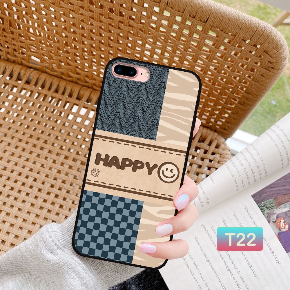Ốp lưng iphone 7 plus/ 8 plus hình mặt cười kẻ caro thời trang sang xịn mịn