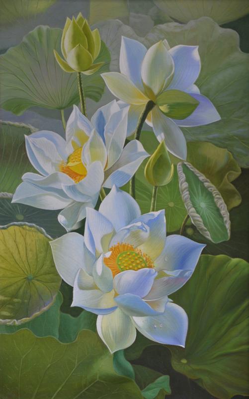 Tranh dán tường VTC Hoa sen UD0429 Kim sa nhiều mẫu và kích thước