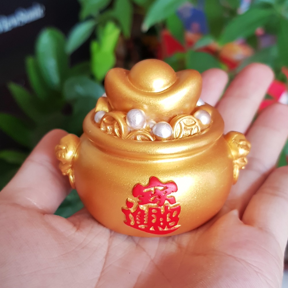 Chậu tiền vàng tài lộc size 64x54x48mm