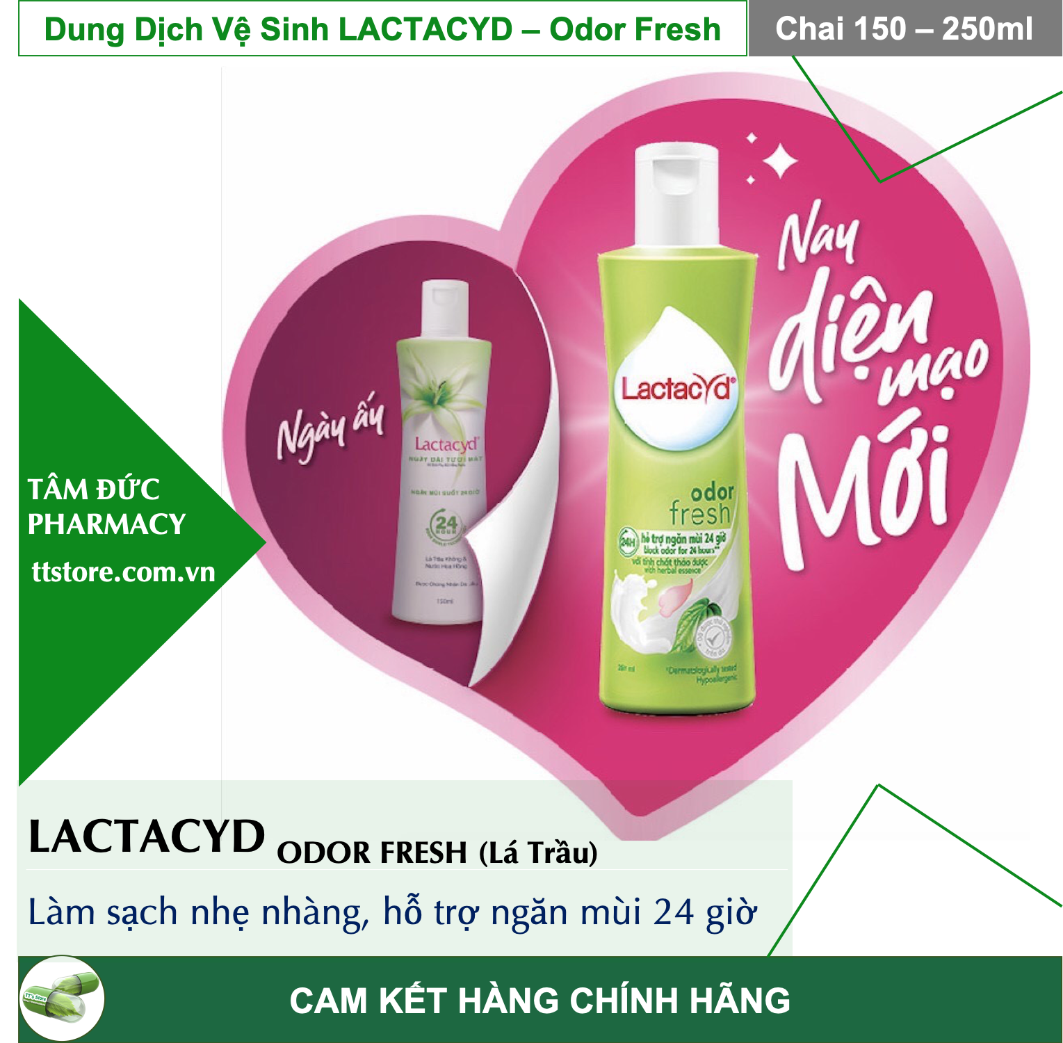 Dung dịch vệ sinh phụ nữ lactacyd odor fresh - lactacyd lá trầu