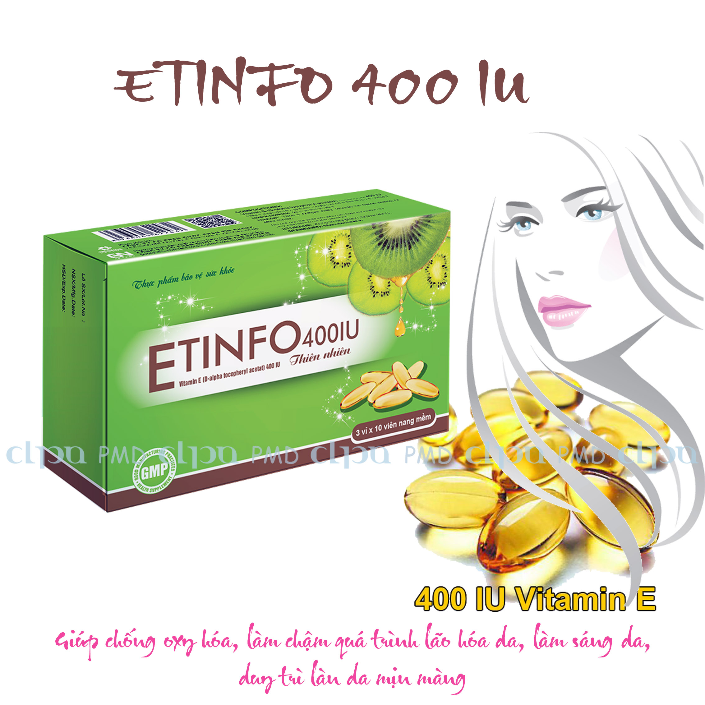 VIÊN UỐNG BỔ SUNG VITAMIN E _ ETINFO 400IU (Hộp 3 Vỉ x 10 viên nang)