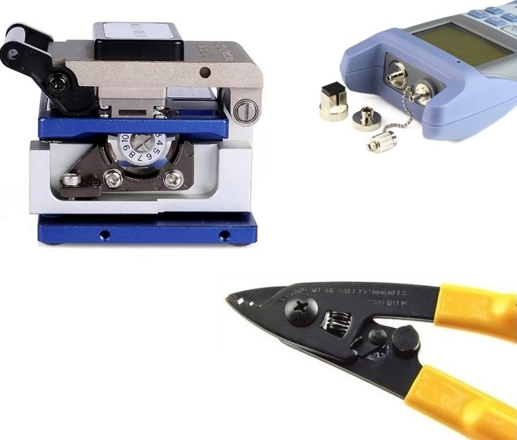 Máy đo công suất quang tích hợp bút soi quang 10km dxp-50d+dao cắt quang fc-6s+kìm tuốt quang cfs-3