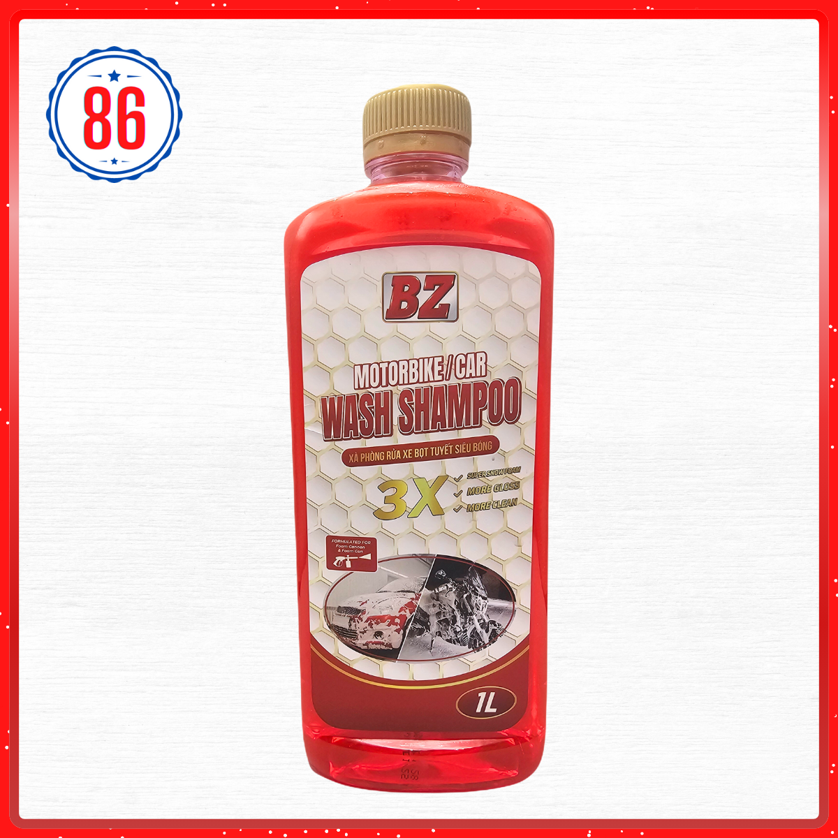 Nước rửa xe,xà bông BZ GLOSS SHAMPOO 1L tặng khăn Microfiber