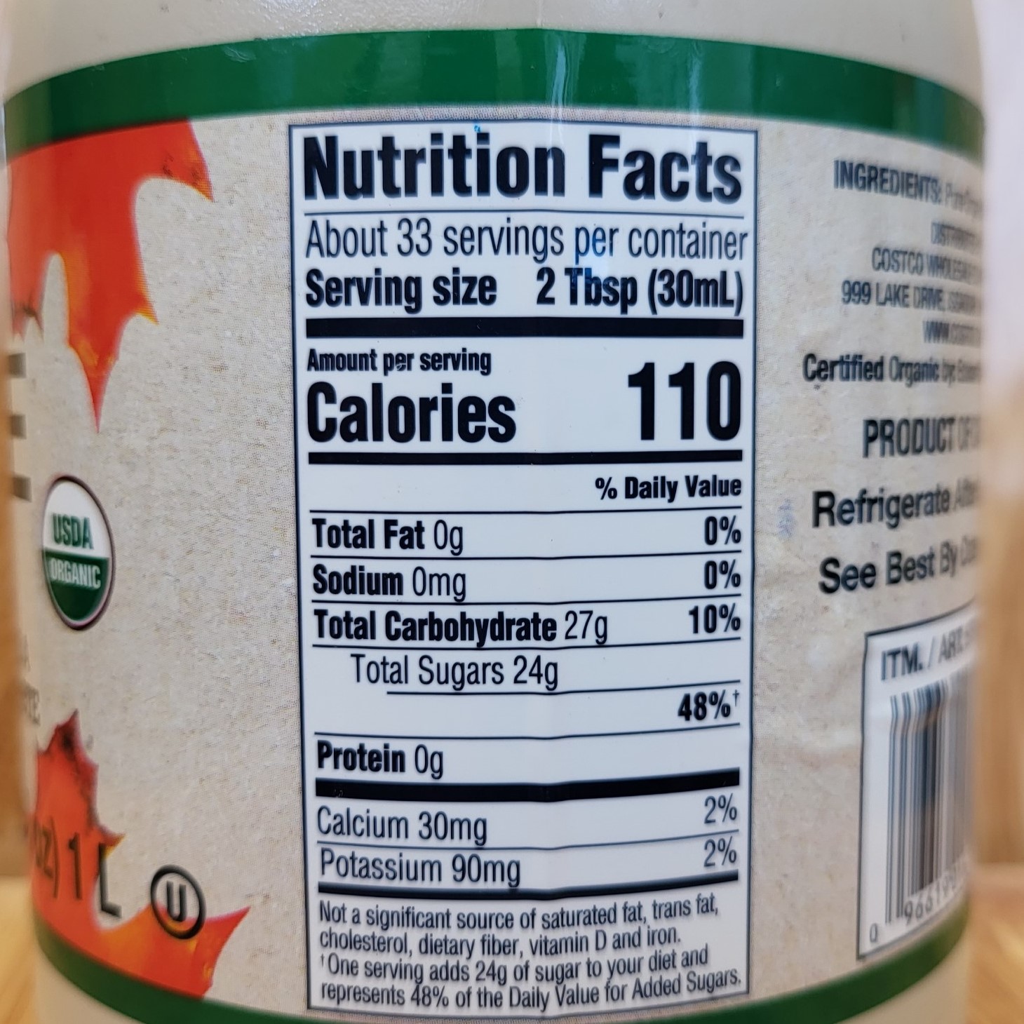 KIRKLAND (Bình 1 L) SI RÔ CÂY PHONG HỮU CƠ Organic Maple Syrup