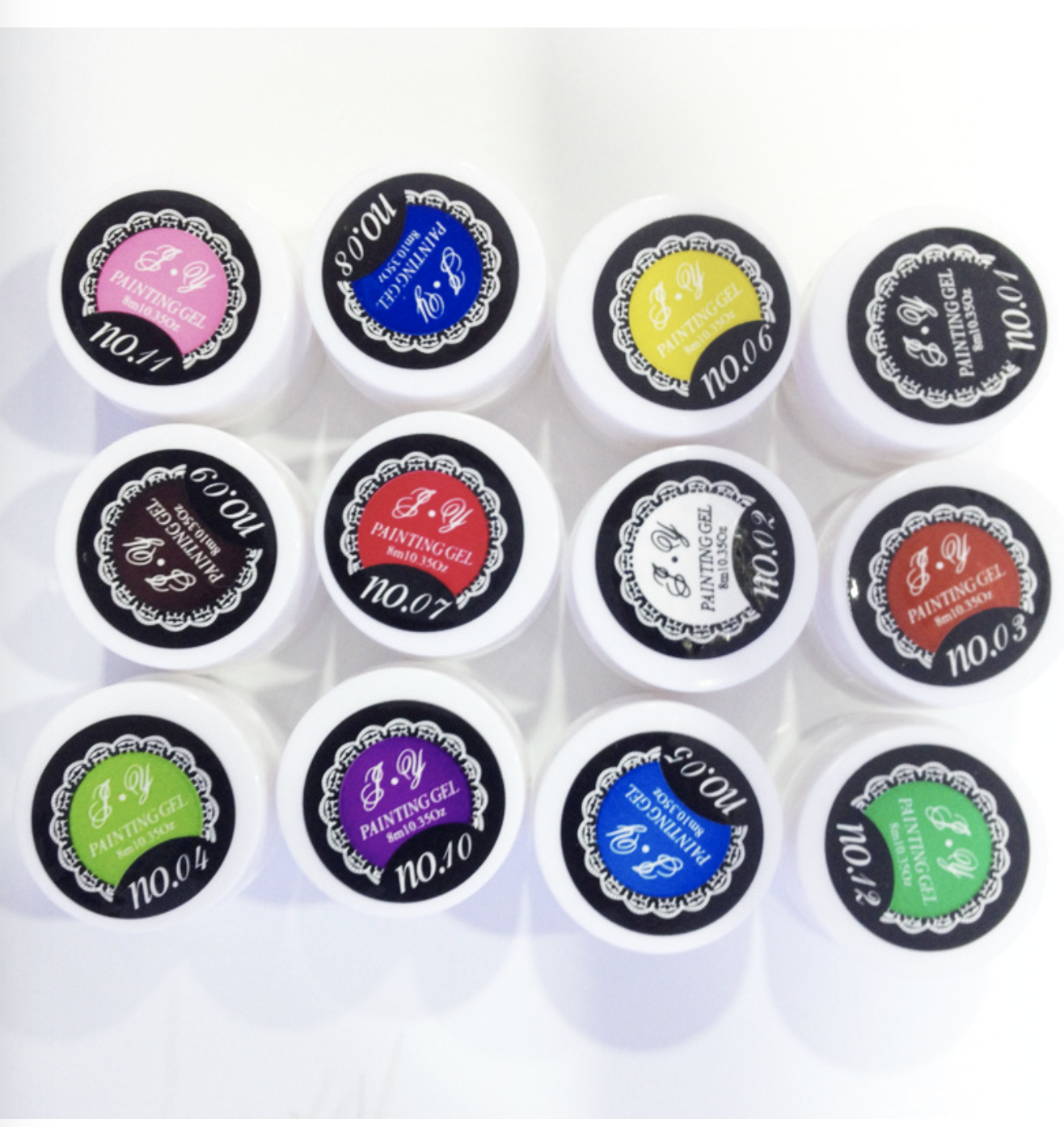 Set Gel Vẽ 12 Màu Dùng Vẽ Cọ Bản Trang Trí Móng