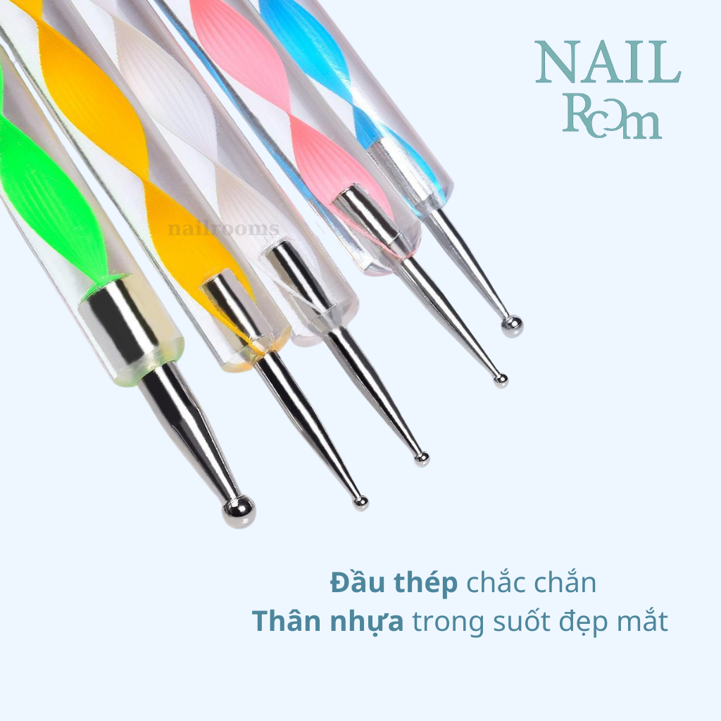 Set 5 cọ chấm bi đủ size 2 đầu - Bút chấm bi vẽ nail