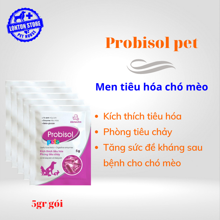 Vemedim probisol pet - combo 10 gói men tiêu hóa chó mèo phòng tiêu chảy, tăng đề kháng - lonton store