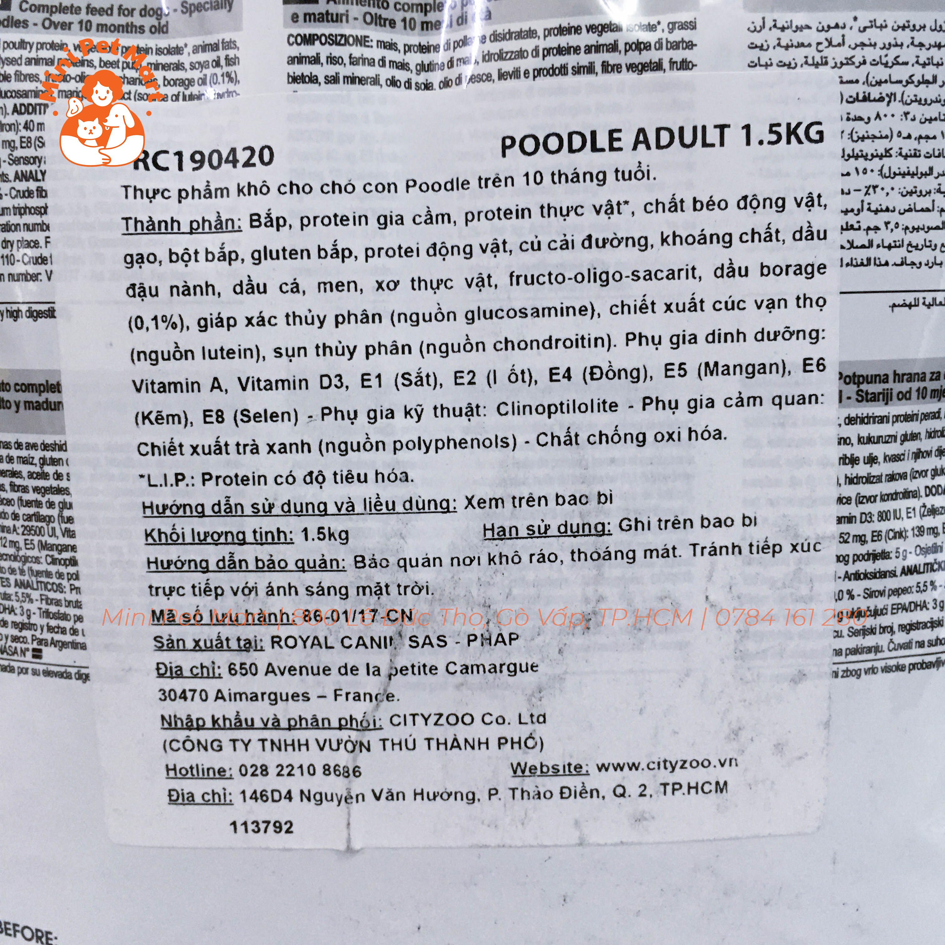 [HCM][1,5kg] Thức ăn hạt cho chó Poodle ROYAL CANIN