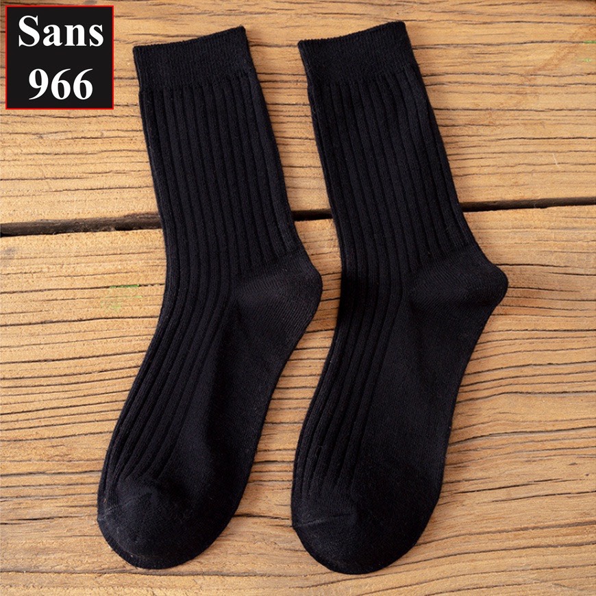 Tất cao cổ nữ vintage hàn quốc Sans966 vớ len gân trơn basic cotton dày dặn đẹp nhiều màu nâu trắng đen nâu xanh đỏ