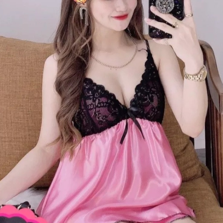 ĐỒ BỘ NGỦ PHI BÓNG 2 DÂY PHỐI REN NGỰC LỤA THỔ CẨM NHIỀU MÀU THOẢI MÁIQUYẾN RŨ 06