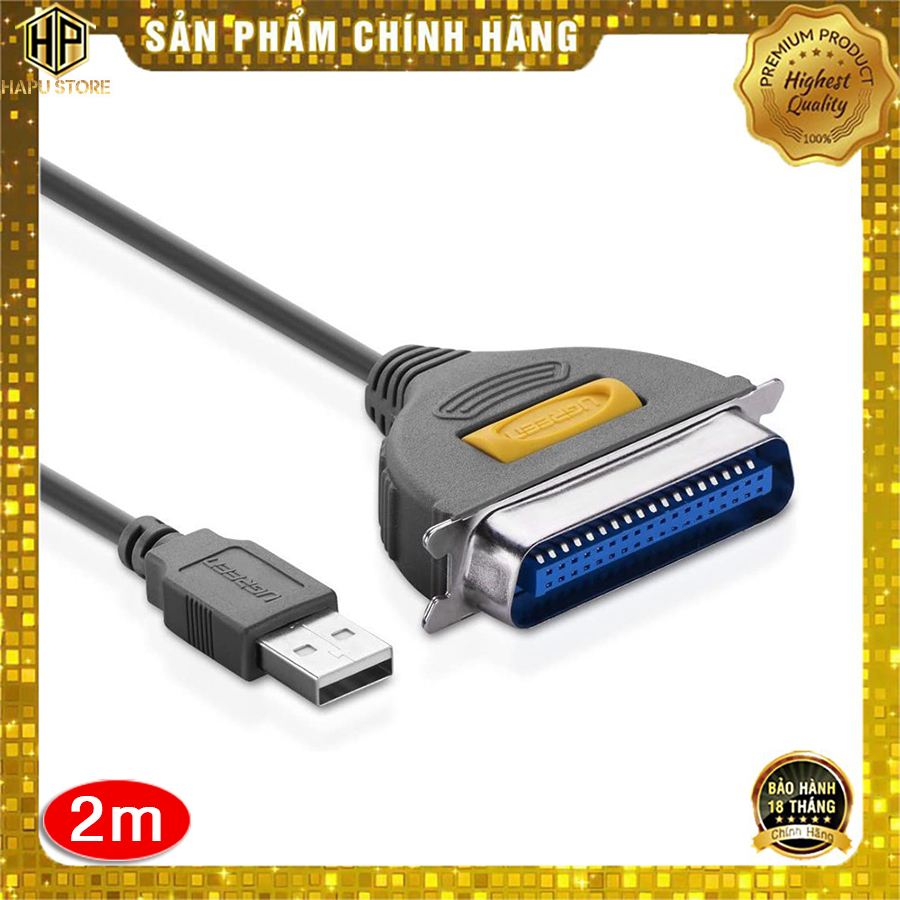 Cáp máy in USB sang IEEE 1284 Parallel Ugreen 20225 dài 2M chính hãng - HapuStore