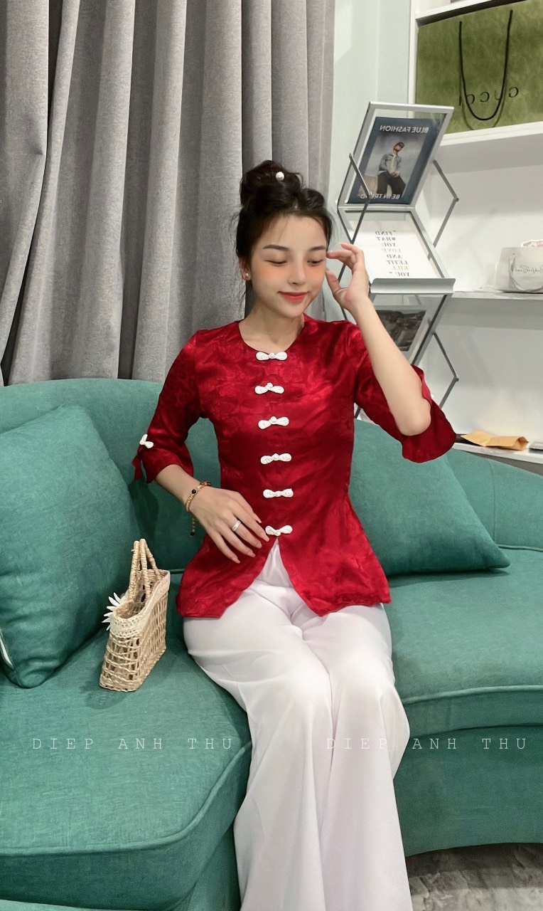 ÁO BÀ BA LỤA GẤM TAY XÒE