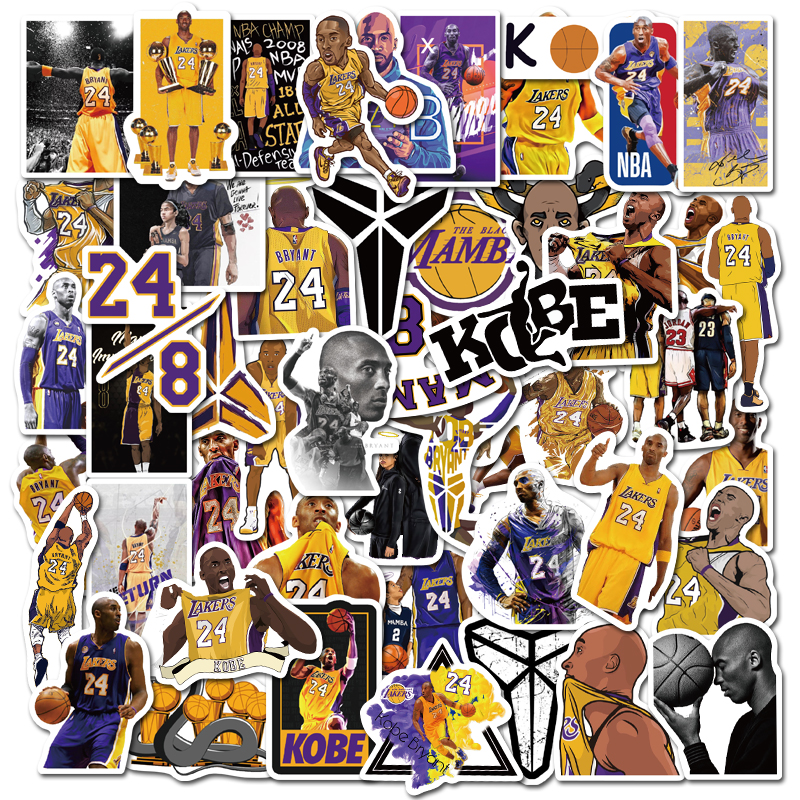 50 Pcs Cartoon NBA Waterproof Sticker Skateboarding Snowboard Retro Vinyl Sticker Graffiti Notebook Sticker