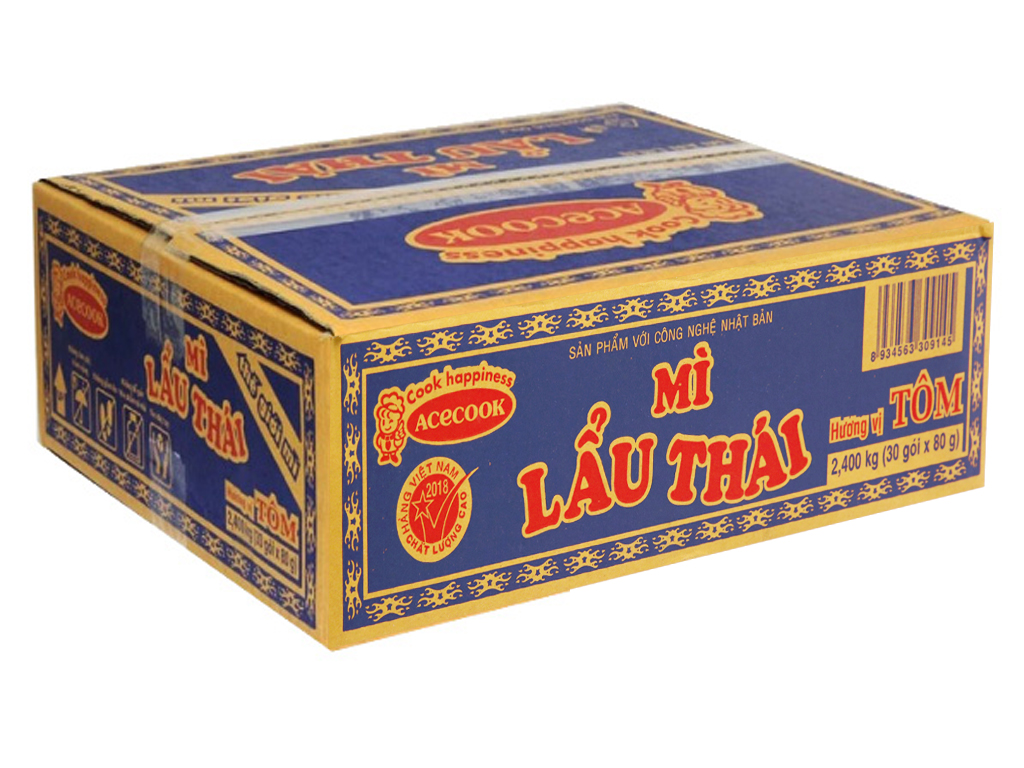 Thùng 30 gói mì Lẩu Thái tôm 80g
