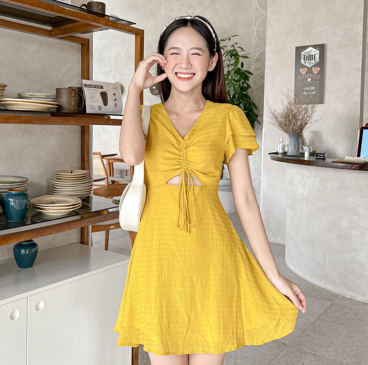 Đầm FELIA - Đầm cổ tim rút