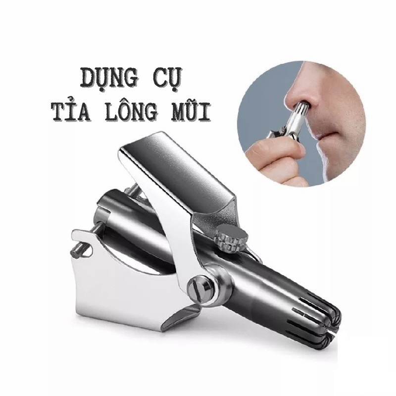 Dụng cụ cắt tỉa lông mũi bằng thép không gỉ cao cấp, máy tỉa lông mũi an toàn tiện lợi. Kèm hộp đựng cao cấp