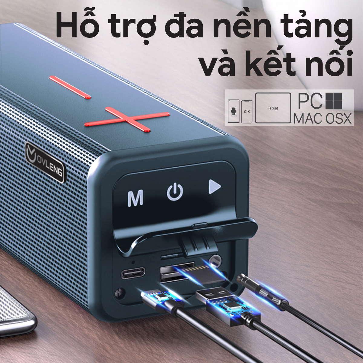 Loa Bluetooth OVLENG V13 - Loa Kép, Sạc Type C, Bluetooth 5.0, Pin 2000mah