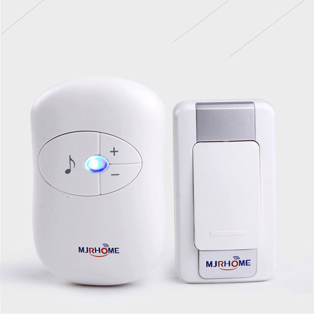 Chuông cửa không dây báo khách nhỏ gọn màu trắng nút bấm dùng pin