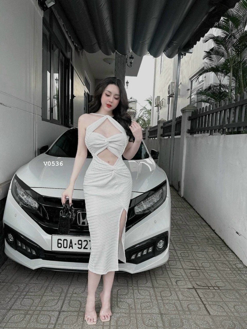 Đầm body ôm quyến rũ cut eo, đầm ôm sexy hở lưng xẻ tà vải thun y hình, váy đi tiệc, đi bar cut out