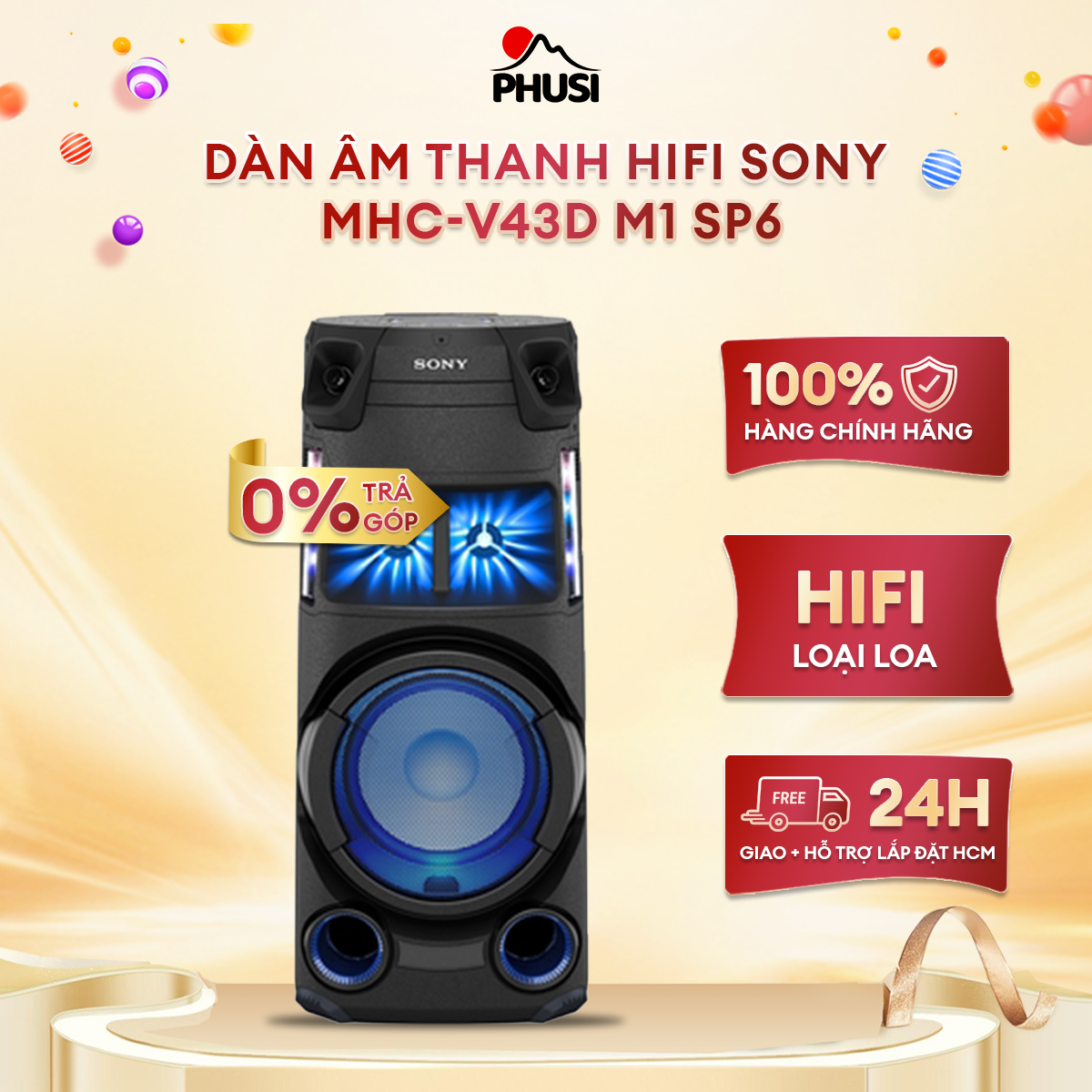 Loa dàn âm thanh hifi công suất cao sony mhc-v43d//m1 sp6- chính hãng- bảo hành 12 tháng