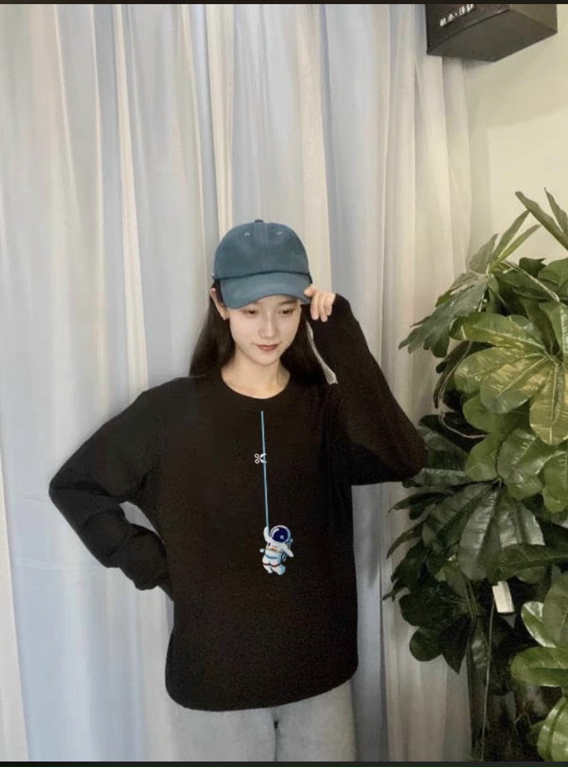 Áo sweater nỉ unisex in phi hành gia đu dây cực đẹp nhiều màu