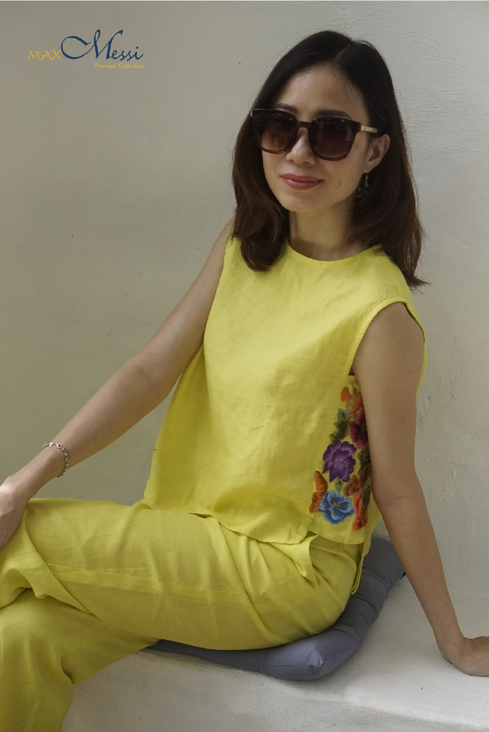 Áo linen thêu tay phối set - EAST MaxMessi