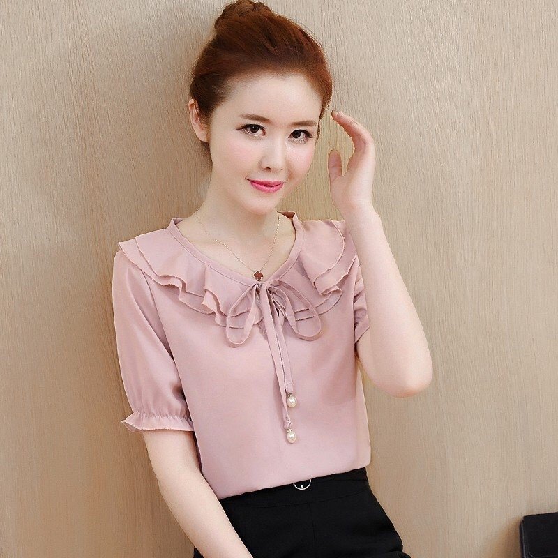 [HCM]ÁO KIỂU CỔ BÈO PHỐI NƠ HARA