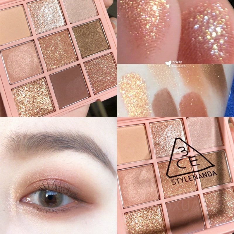 Bảng phấn mắt 9 màu tone hồng đất ánh nhũ