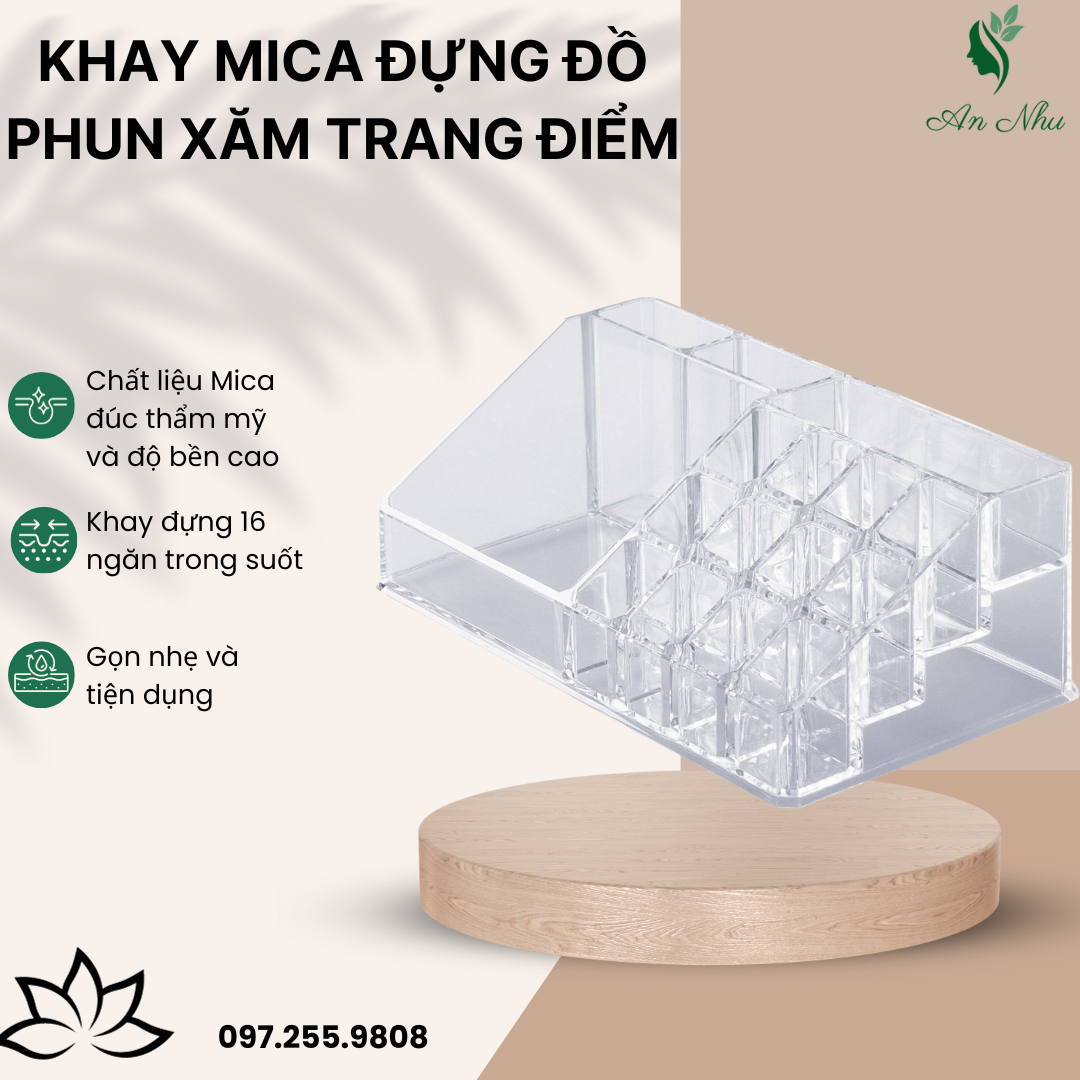 Khay mica đựng đồ phun xăm trang điểm